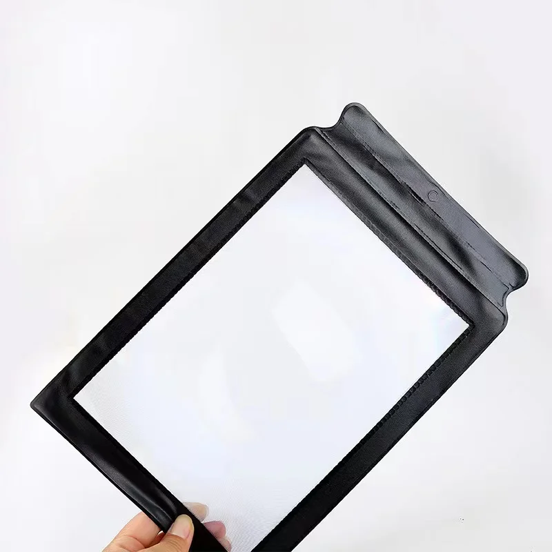 Cheap price Hand-held black bezel soft side A4 senior reading portable ultra-thin PVC Fresnel flat full-page magnifier 3x
