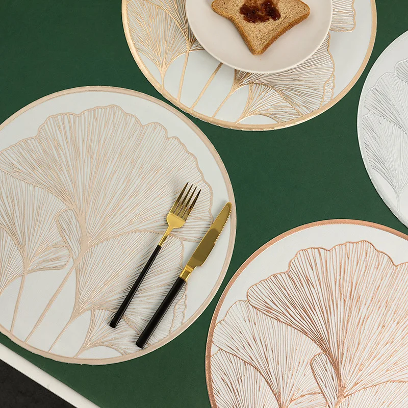Tabletex Three-dimensional Ginkgo Leaf Placemats Waterproof Oilproof Anti-slip PVC Placemat Kitchen Restaurant Decoration Mats