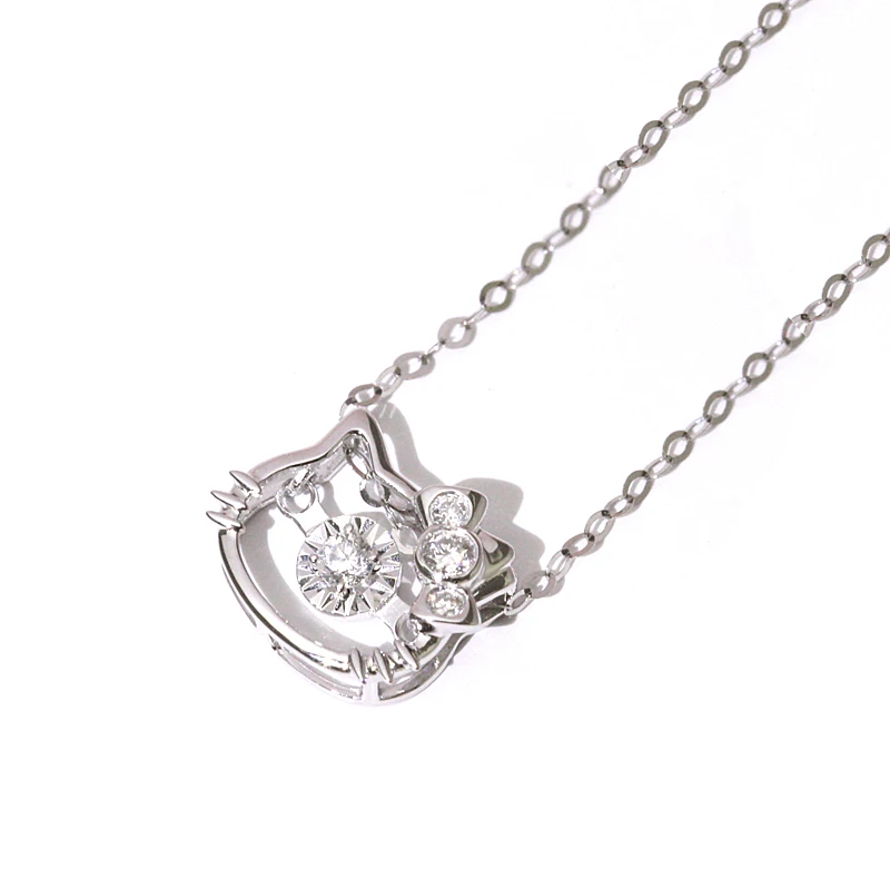 
FFT Cute Platinum diamond material Silver Color romantic cat jewelry necklace 