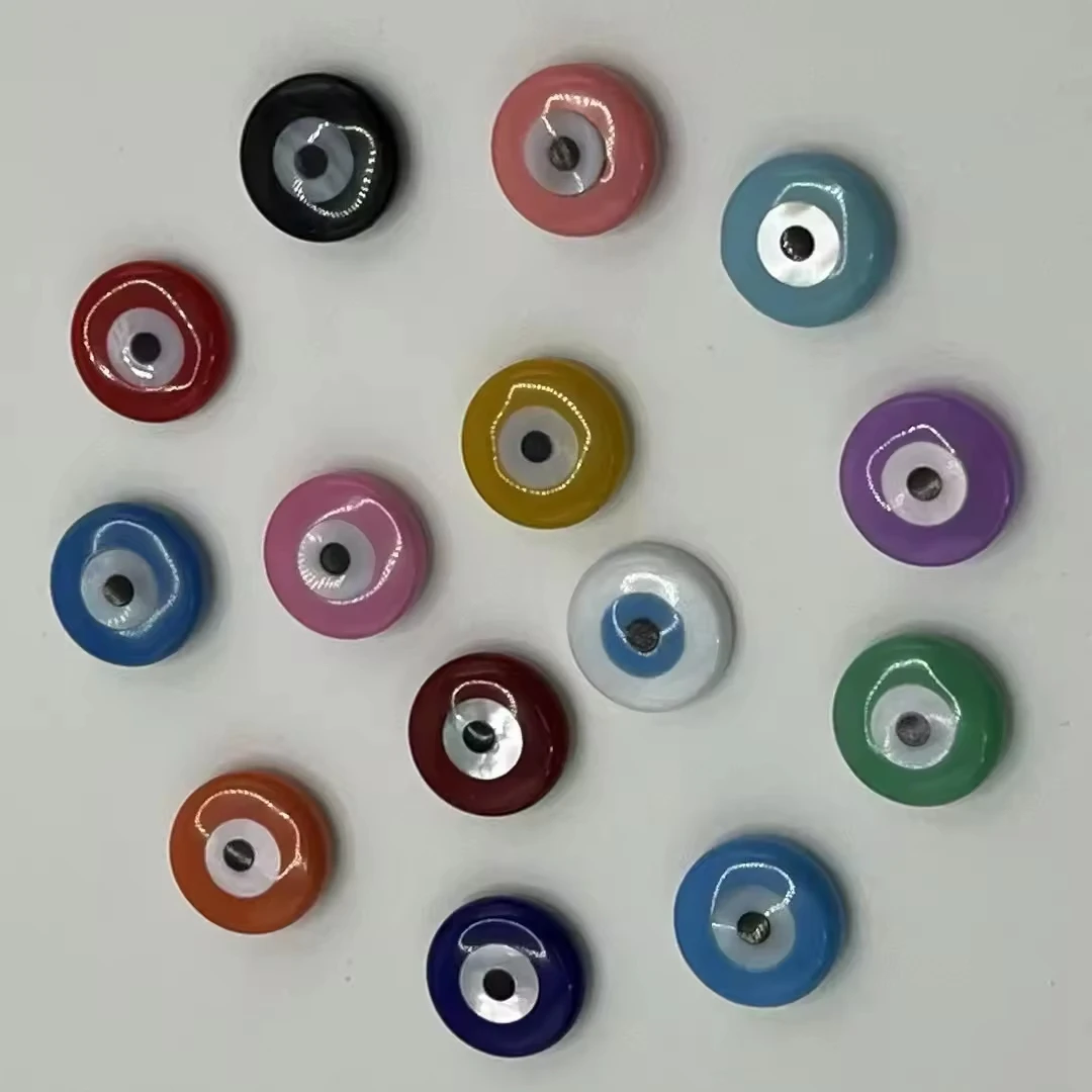 Factory wholesale Double flat Flat top synthetic turquoise  round cut eye can be customized in any shape of the devil eye
