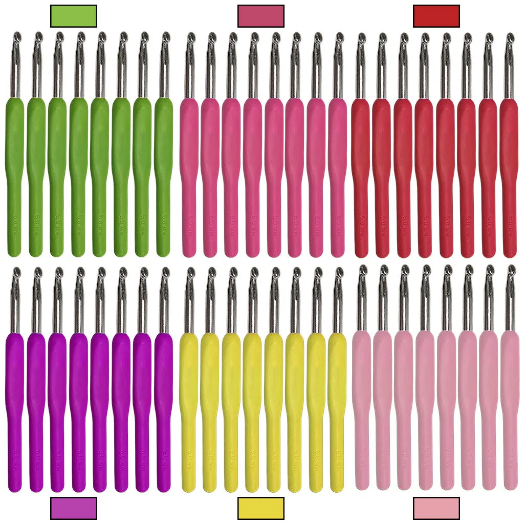 
Crochet Hooks Set 8pcs Ergonomic Soft Grip Smooth Knitting Extra Long Knit Needles Kit for Needles Weave Yarn 