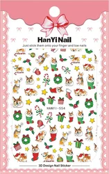 HANYI 554-577 New Design Nail Manicures Decals 3D Art Christmas snow santa Nail Art sticker for nail