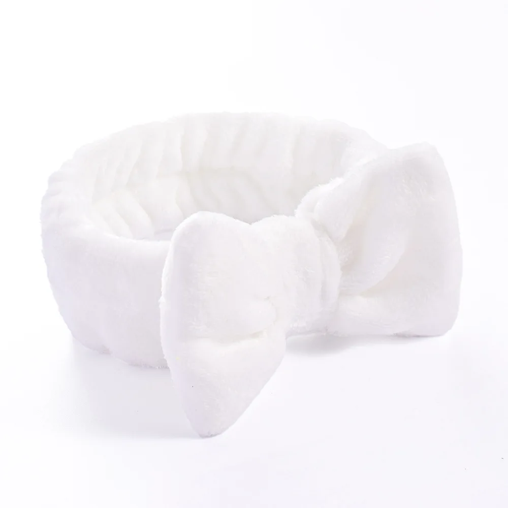 Custom Logo Microfiber Bowknot Spa Headbands Skincare Facial Cleansing Hair Wraps Wash Yoga Sports Shower Elastic Hairband