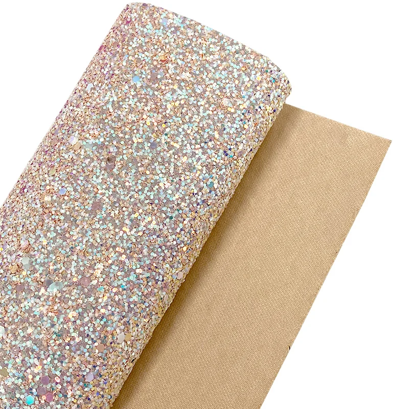 Holographic metallic chunky glitter faux  leather fabric glitter synthetic leather for bags and hairbows