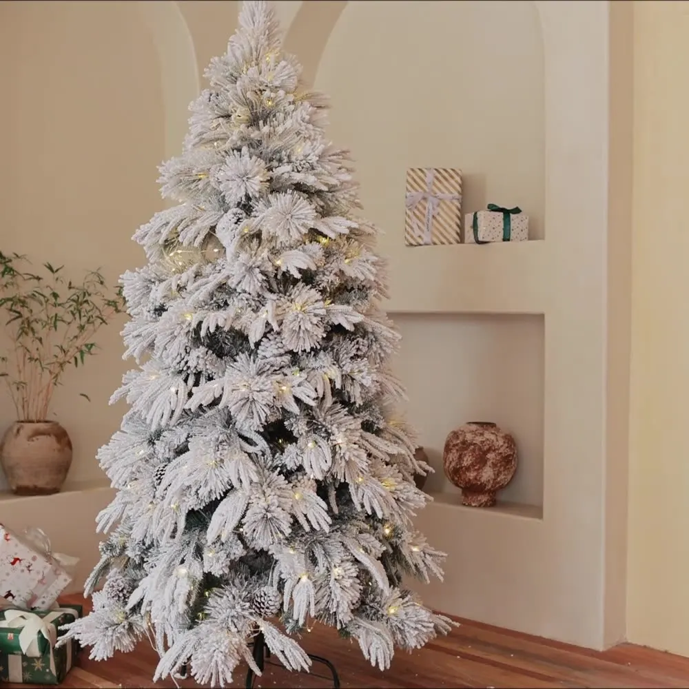 New 120/150/180/210/240cm modern flocked pe pvc christmas decor tree artificial christmas tree outdoor