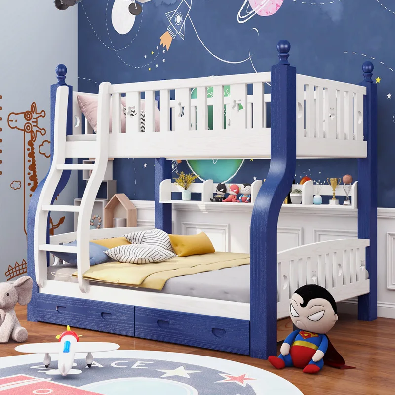 Wood Bunk Bed Pink Girl Princess Children Bed Baby Bed Bedroom Furniture Oak Wood Children's Room High Quality Thick Solid