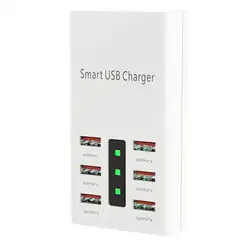 Charging Station for Multiple Devices 30W Wall Charger Block 6 USB Ports 60W USB Charging Hub Smart IC Charger Tower with Type-C