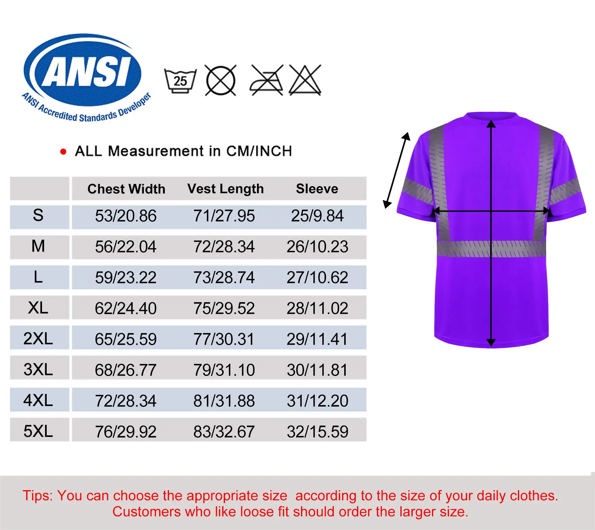 Best Seller high visibility heat transfer reflective tape Safety Shirt wholesale bird eye fabric violet Safety T Shirt