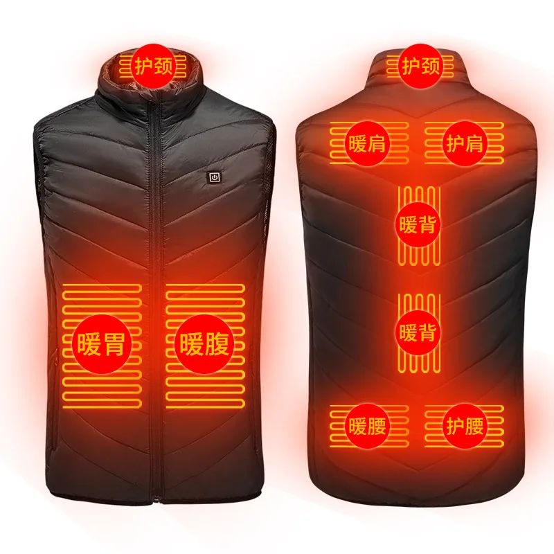 Smart Heating Cotton Sleeveless Jacket Temperature Control Outdoor Waistcoat Washable Usb Charging Heated Vest With Battery