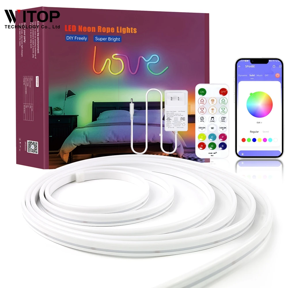 Сгибаемый силиконовый набор для неонового освещения TUYA App WiFi Control DC12V 06*13 SMD5050 Полноцветный RGB 24V