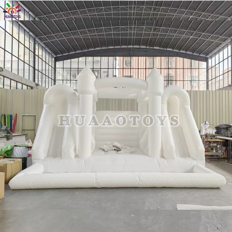 New bouncy castle combo Kids Bouncer Inflatable bounce double slide White Bounce Castle with ball pit