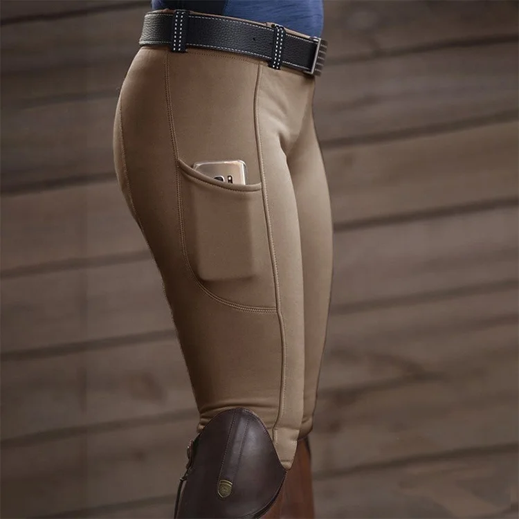 2021 Riding Tights Knee Patch Breeches Equestrian Horse Riding Pants Schooling Tights Zipper Pockets Longines Equestrian