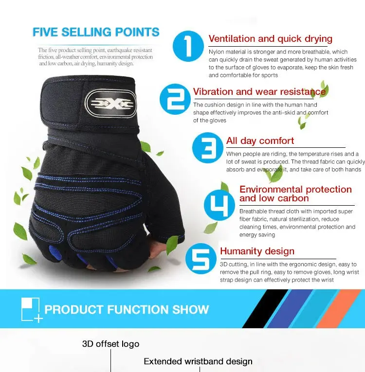 In Stock Factory Price High Quality Weight Lifting Gloves Running Gloves Gym Workout Gloves Women Men