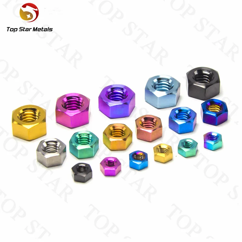 TITST M4 M5 M6 M8 M10 M12 M14 Titanium Flange Nuts Din6923 Ti6Al4V Alloy For Bicycle Bike Motorcycle Car Rear Axle Spacer Nut