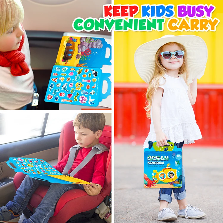 kids puzzle toys cartoon sticker book waterproof stickers printing logo pvc self adhesive sticker decorative