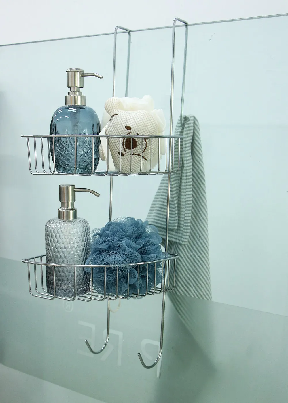 Two-Tier Lacquered Wire Rack Metal Bathroom Storage Unit with Bracket Practical Wire Storage Shelves