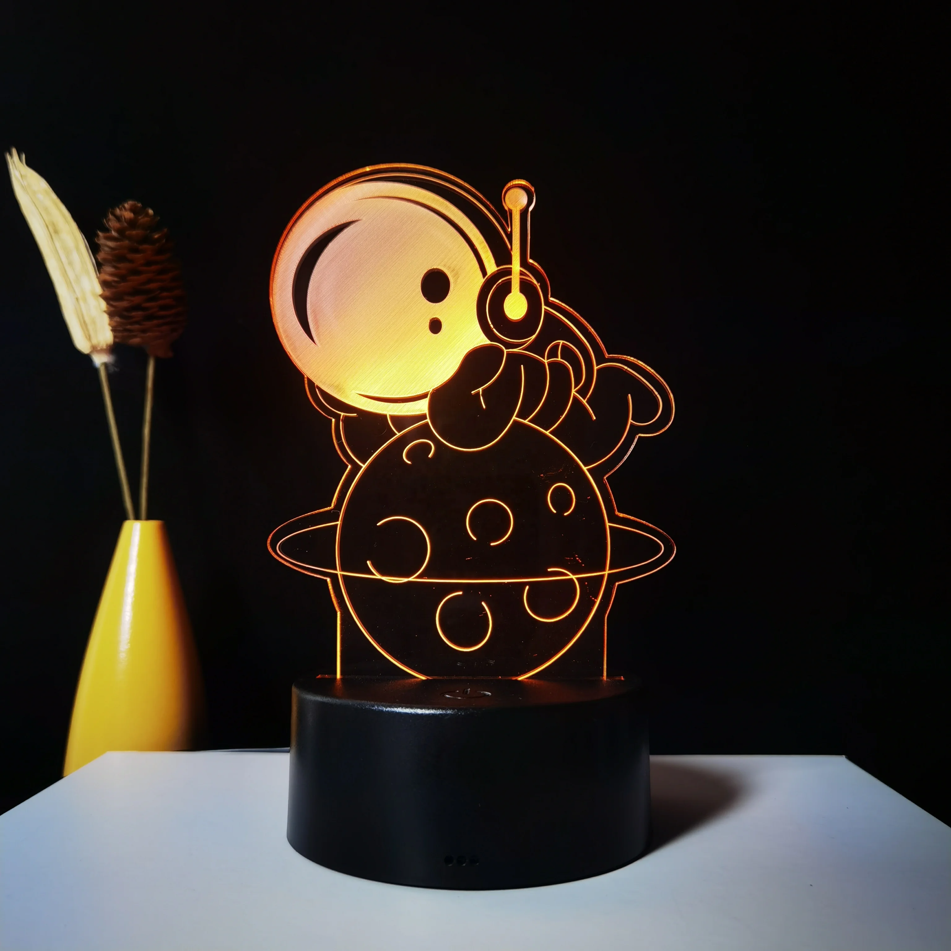 3D Art Night Lamp Luminous Colorful Led Night Lights Desktop Home Decor Remote Control Astronaut Tables Acrylic Lamp Bedroom