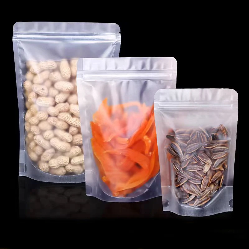 Reusable Matte Frosted Clear Zipper Doypack Bags For Food And Drink Packaging Stand Up Pouch Bag