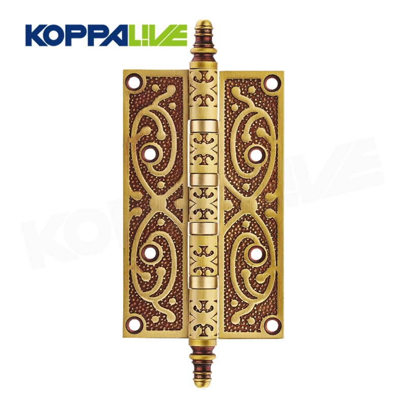 Koppalive European luxury adjustable 4inch 5inch brushed brass ball bearing butt hinge wood door cabinet hinges