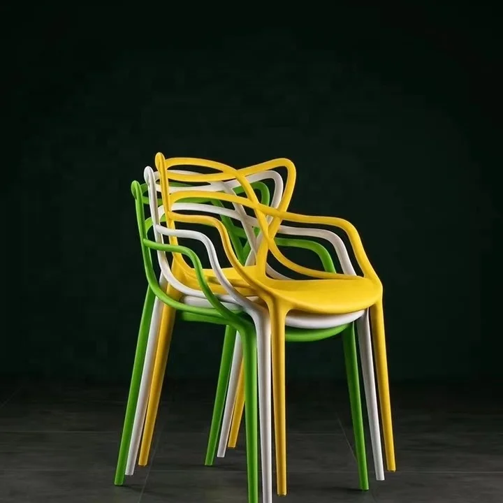 Stackable cafe modern design restaurant PP plastic lounge leisure low arm dinning chair