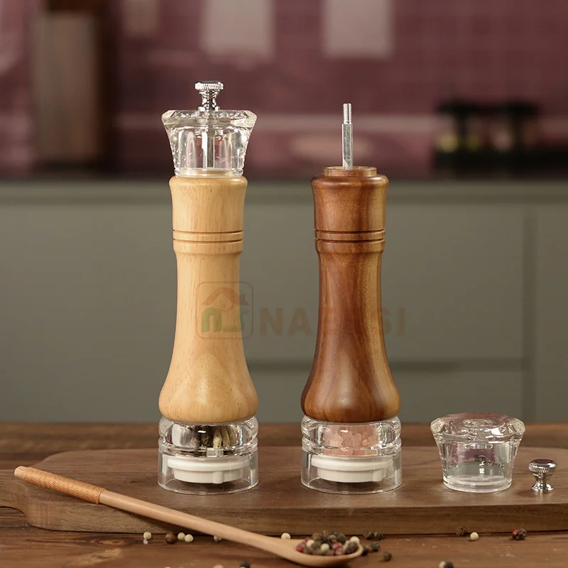 Factory Price Adjustable Coarseness Wooden Salt and Pepper Grinder Manual Wood pepper Mill Set