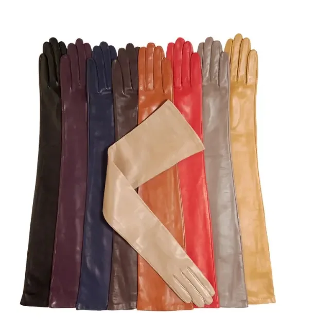 Colorful Opera Party Elbow Length women Long Leather Gloves