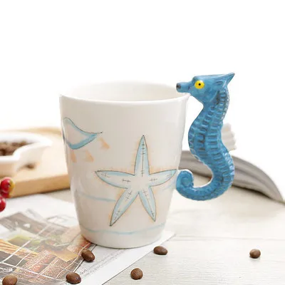 Hippocampus Cartoon Ceramic Cups Milk Tea kids qute animal 3D Animal Ceramic Coffee mug cup at any shape & size