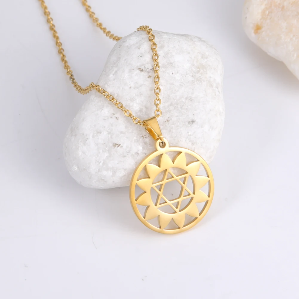 Новое поступление, модное женское ожерелье из нержавеющей стали, Пентакль, позолоченное Пентакль, ожерелье, ювелирные изделия, подарки, амулет для девочек