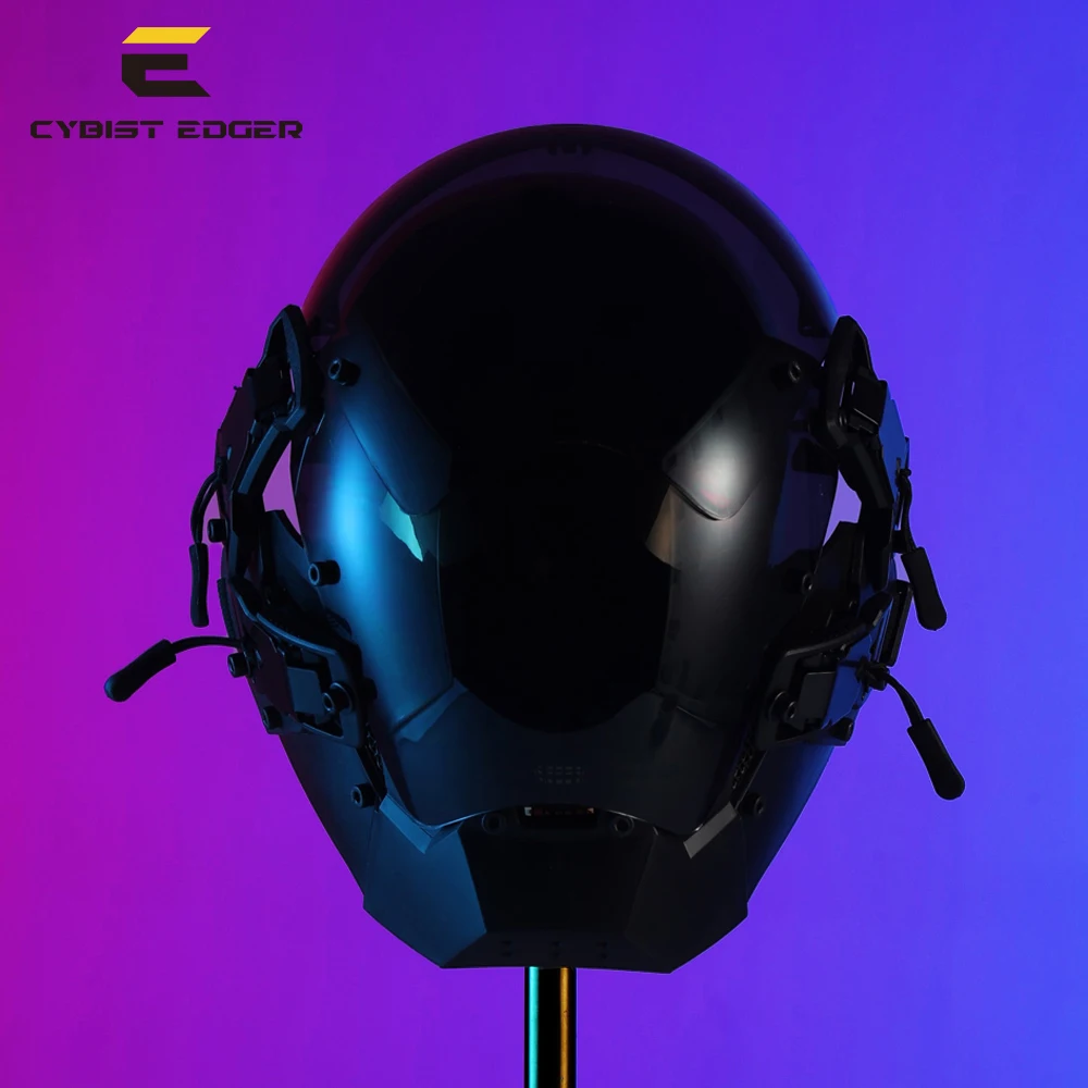 CYBER01 Cyberpunk Helmet Mask with LED Light, Future Cosplay Props for Men Women Boys, Halloween Party Christmas Party Type