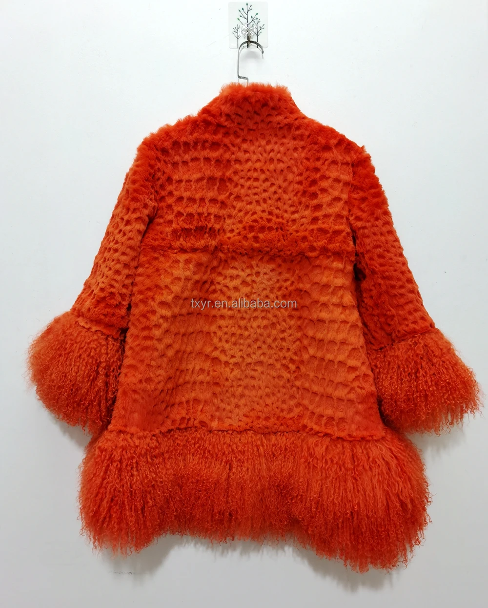 YR117 Mexico Style Plus Size Mongolia Rabbit Fur Coats Women Colored Fur Long Coat