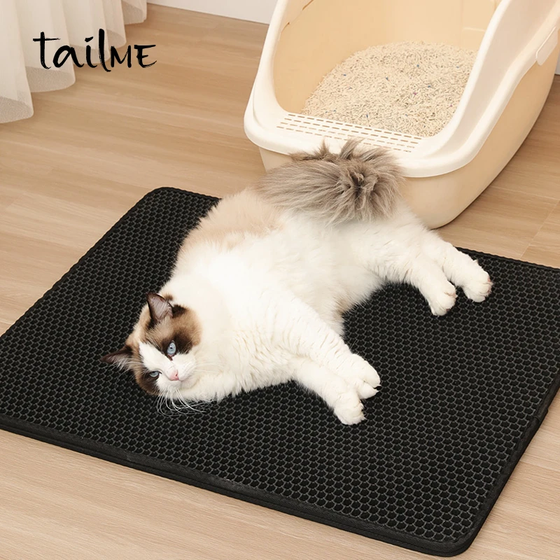 2023 new eco friendly double layer colored floor non-slip eva waterproof cats sand trapping tray mat pet cat litter mat