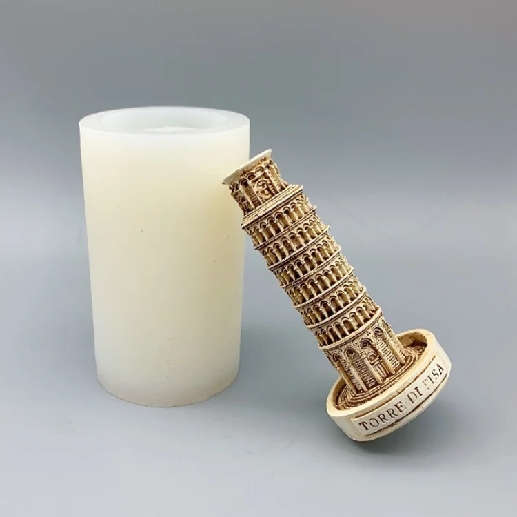 2021 Factory Italian buildings DIY Leaning Tower of Pisa 3d silicone resin molds plaster of paris candle mold