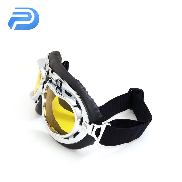 NEW launch vintage style motorcycle black goggles pilot motorbike glasses with color lens