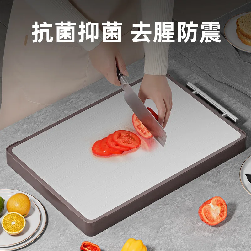 Ebony wood chopping board antibacterial mildew household stainless steel double-sided board solid wood  sticky cutting board