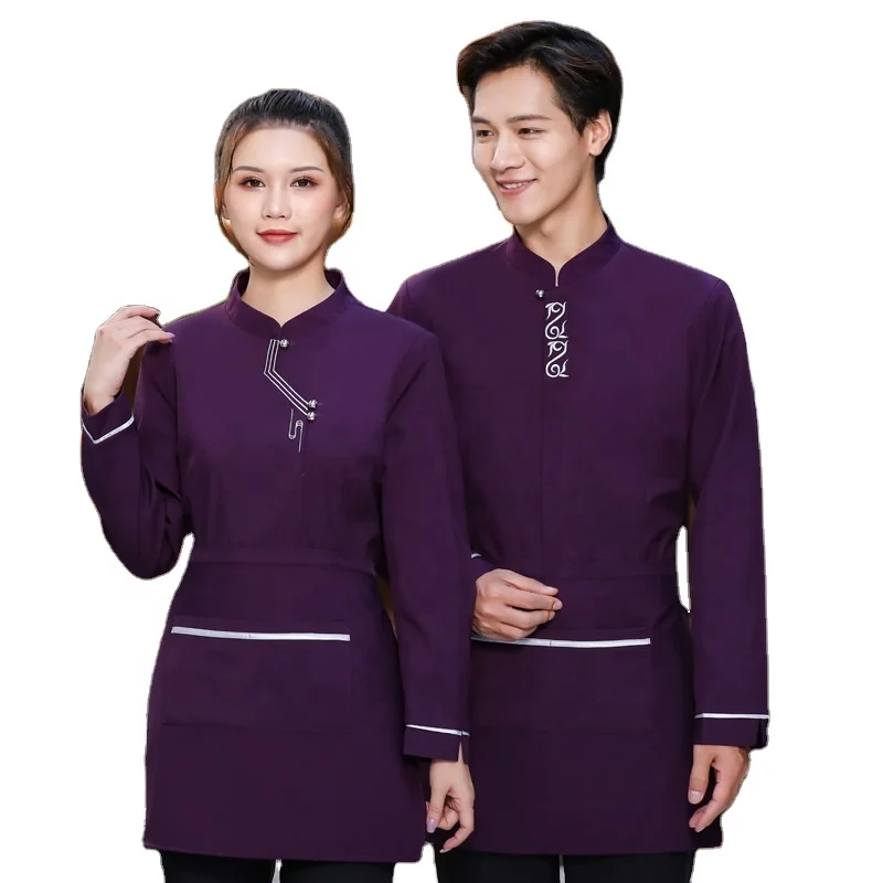 Осенне-зимняя одежда с длинными рукавами для гостей, официанток, официанток, комбинезон, мужская униформа для ресторана и фермы