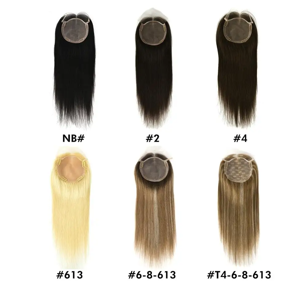 
K.S WIGS Silk Base Virgin Cuticle Aligned 100% Brazilian Human Hair Toupee Women Topper Natural Hair extension 