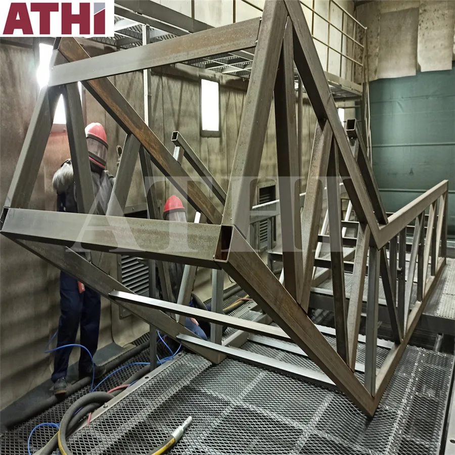 Pass Through type Powder coating Booths and sand blasting booth complete line for iron and aluminum parts