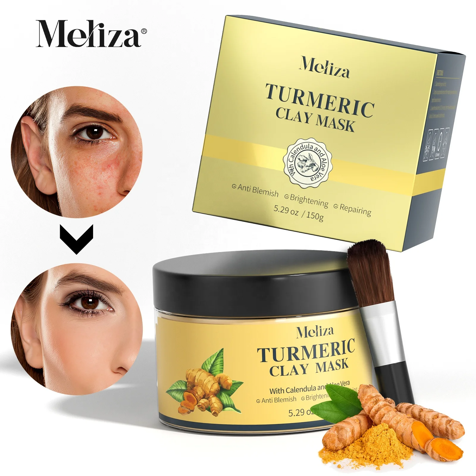 Wholesale Custom Private Label Best Face Care Whitening Remove Wrinkles Vitamin C Turmeric Clay Mask