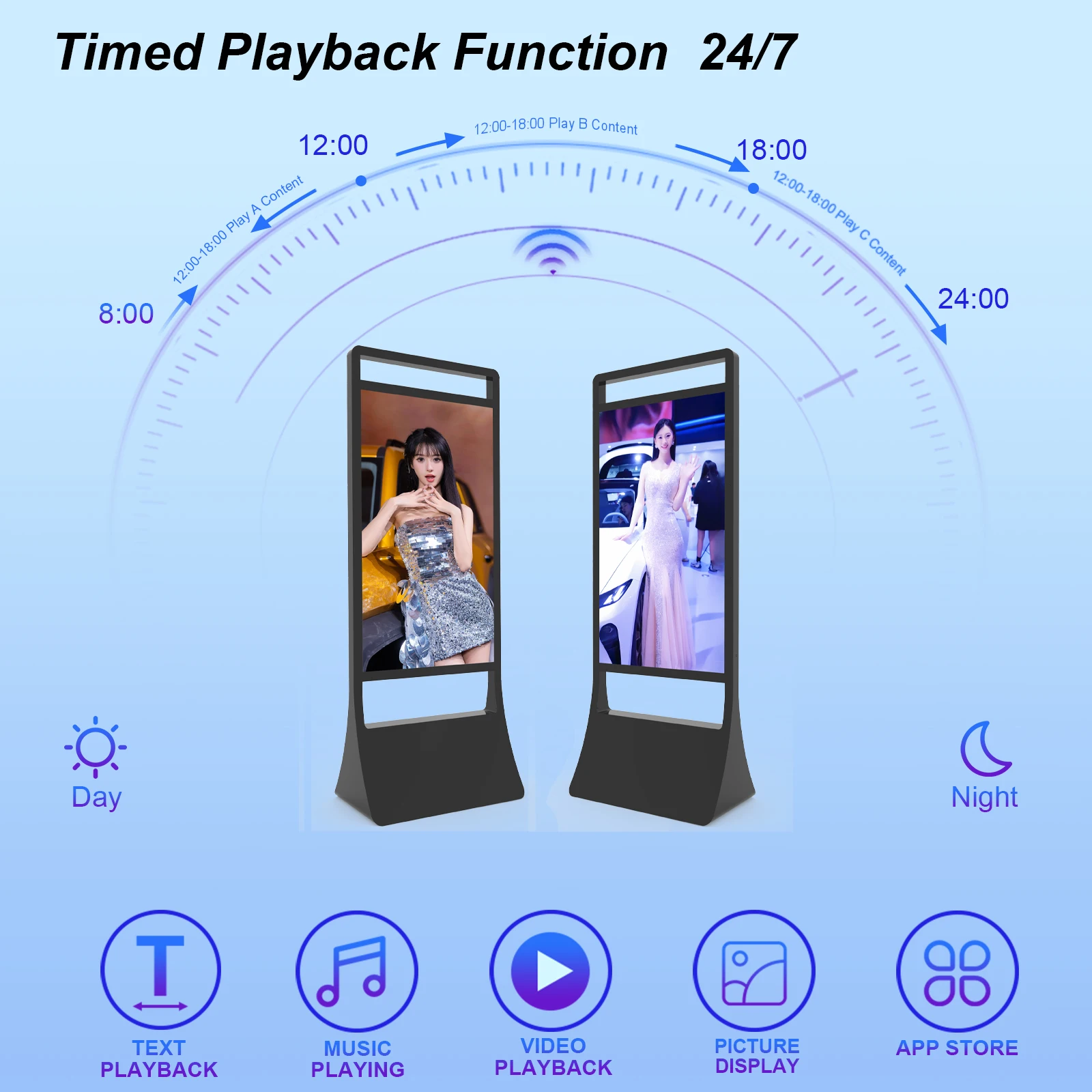 360SPB IFW55BD 55inch floor standing dual screen shop window display commercial digital signage LCD lcd digital kiosk