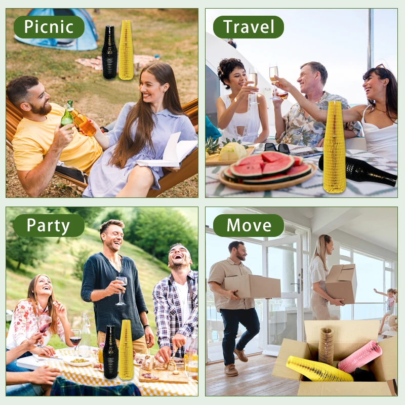 Recyclable Honeycomb Paper Sleeves Bottle Covers Cushioning Protective Honeycomb Kraft Paper Sleeve for Glass Bottle