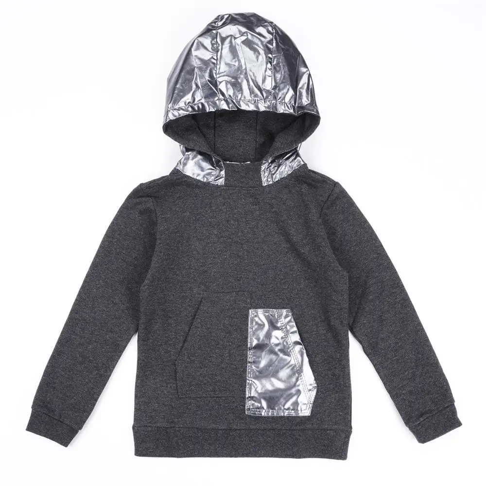 
2020 Fashion street sports wear quality shinny pullover hoodies for kids 