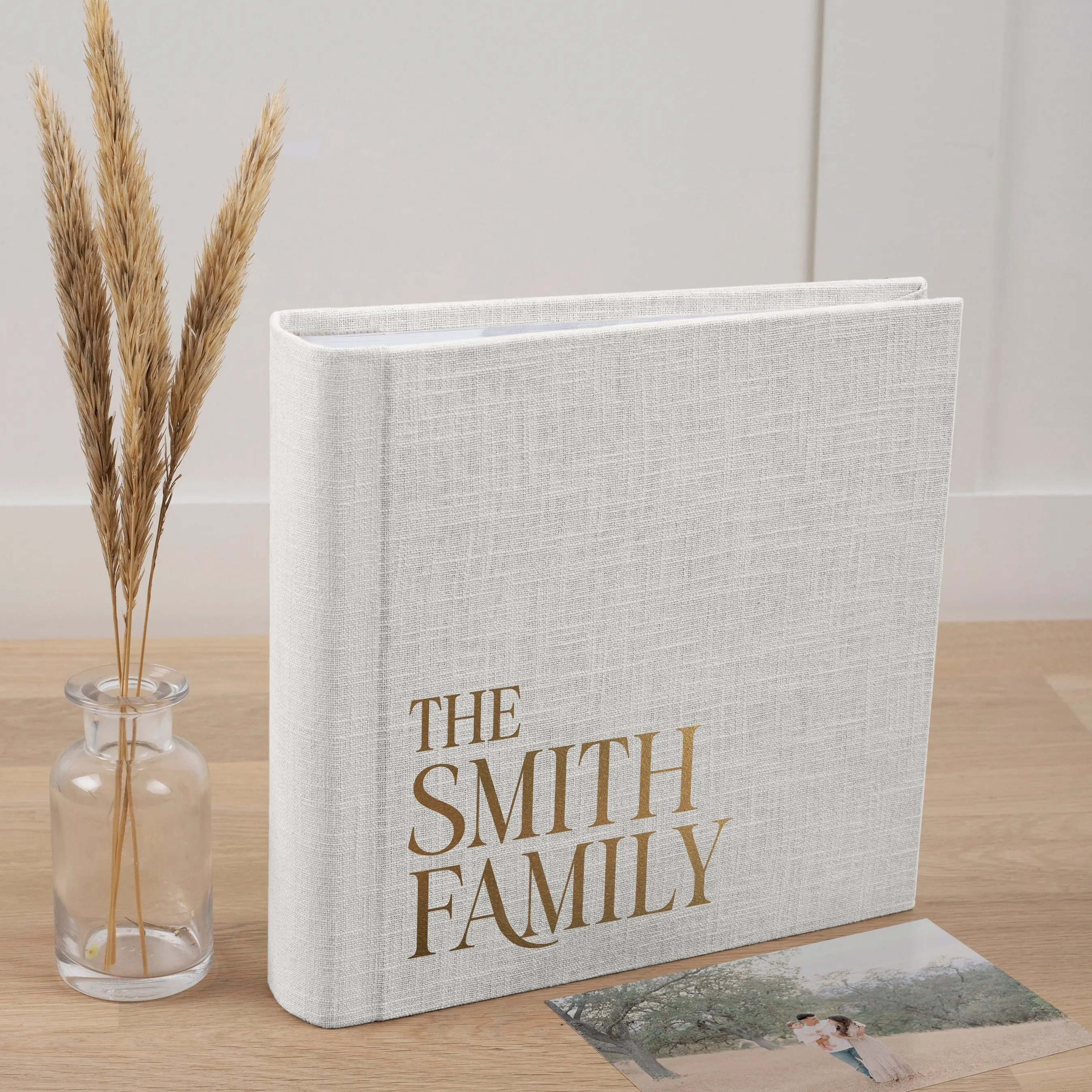 Custom Family Slip In Photo Album Personalized Linen Memory Book Wedding Photo Album with Sleeves