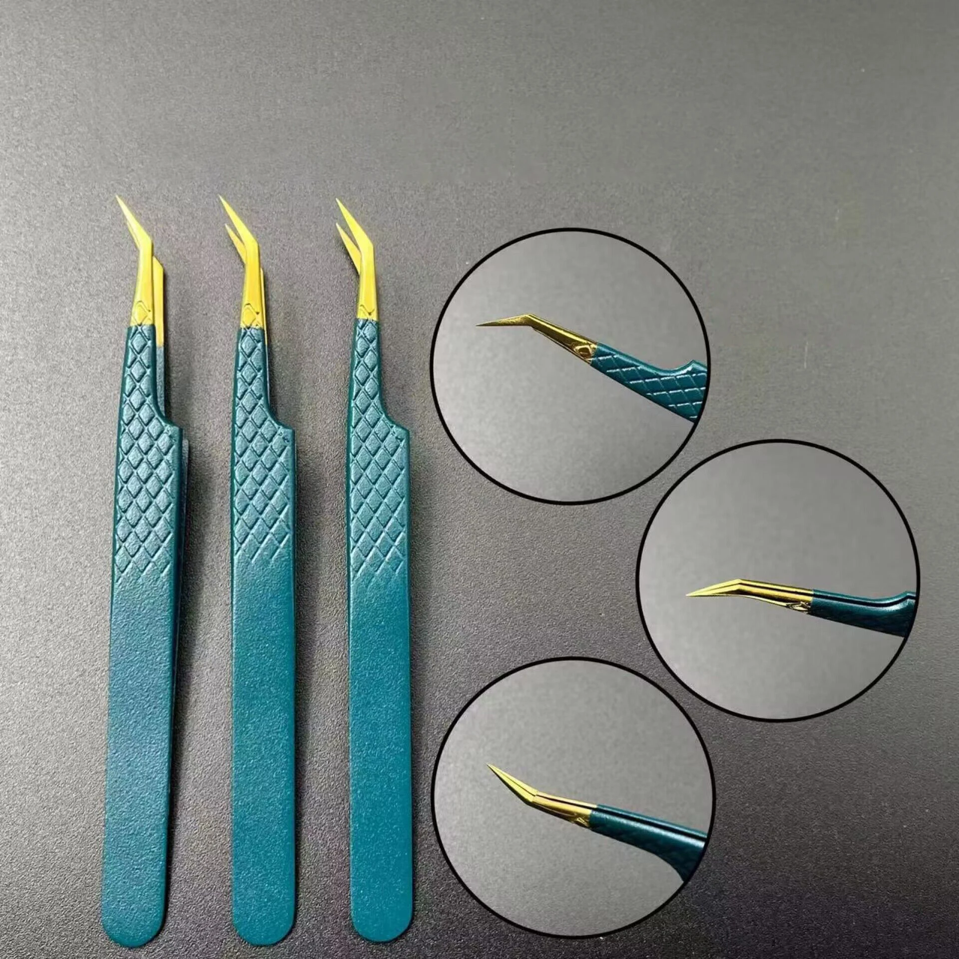 Print Logo Fiber Tip Eyelash Tweezers 45 75 90 Degree Grip Tweezers Custom Private Label Lash Extension Tweezers