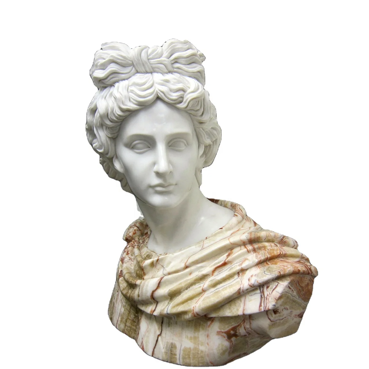 Natural stone Apollo marble bust high skill hand carved mixed color marble head statue