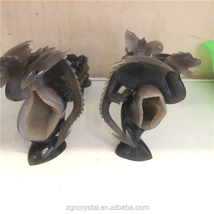 Robin Crystal wholesale hand carved agate geode crystal dragon for decoration