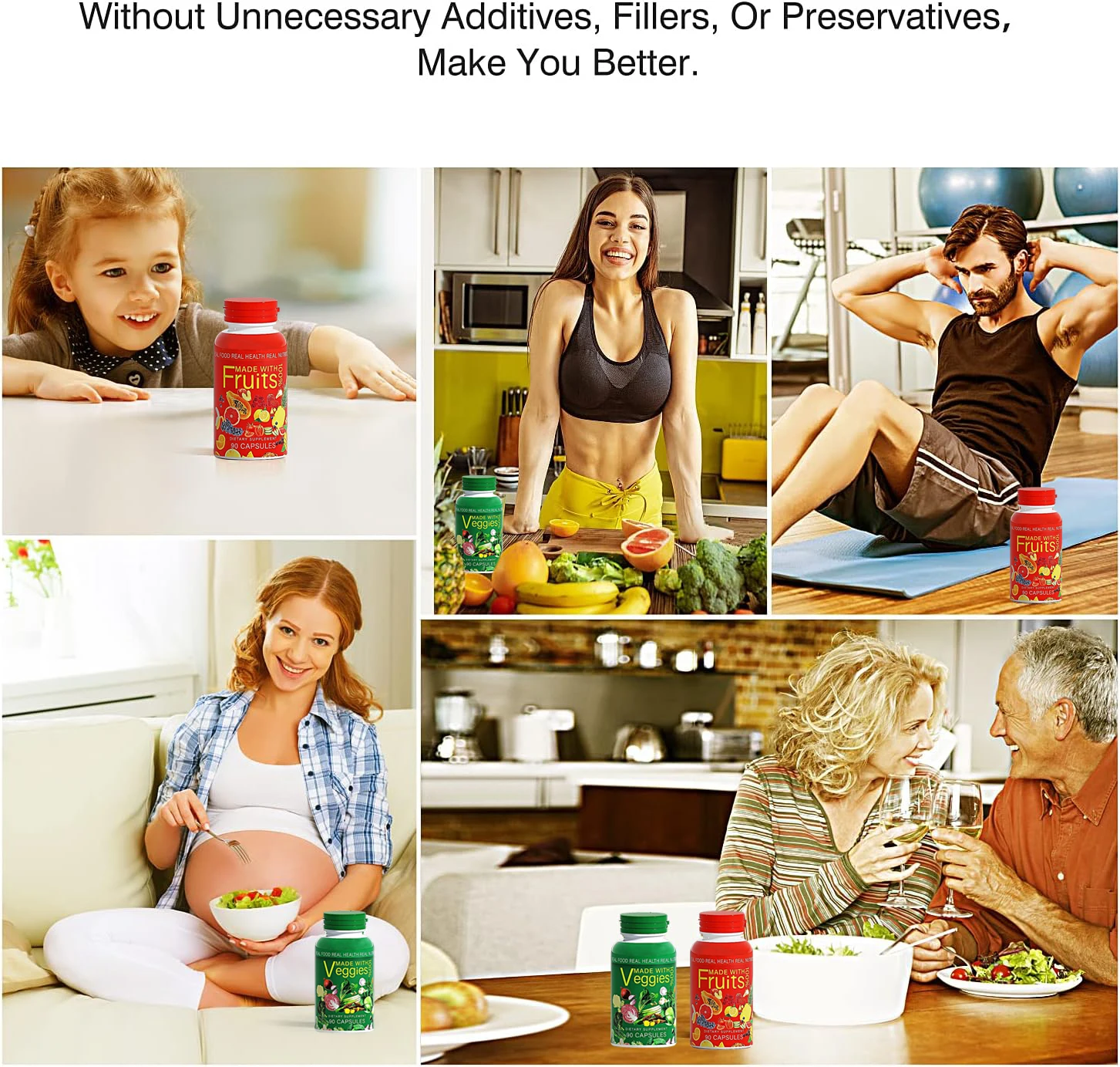 fruit vegetable nutrition balance 90 fruits 90 vegetable capsules Vegetarian vitamin dietary supplements