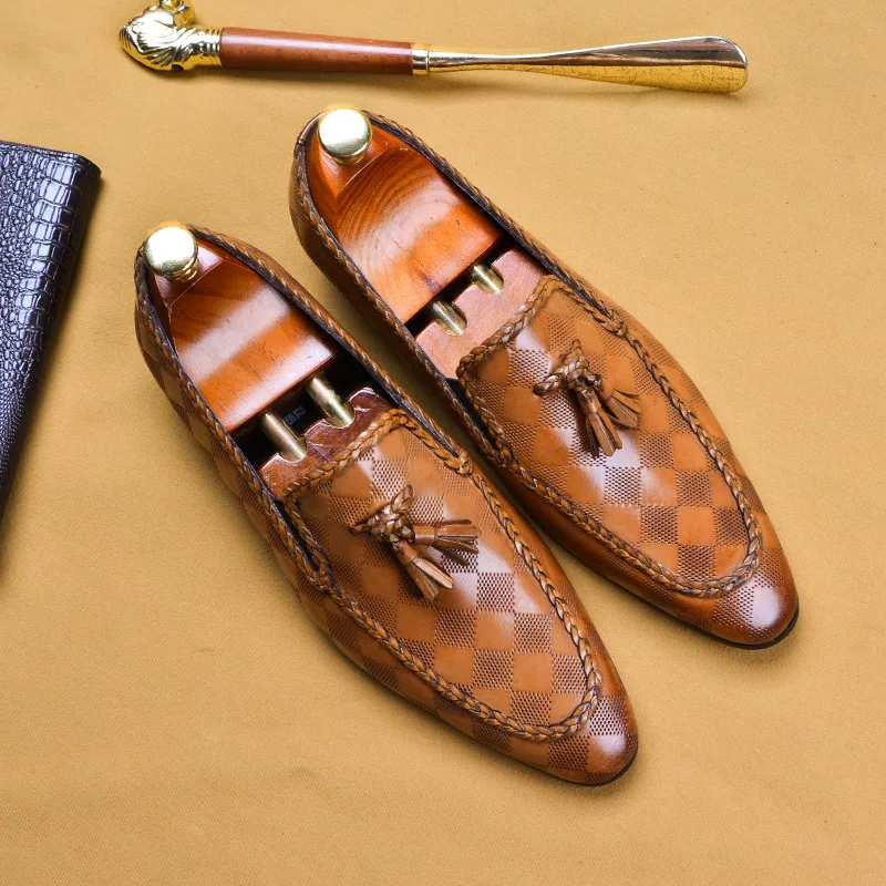 PDEP Italian design men shoes leather luxury slip on men leather dress shoe with tassel ready to ship