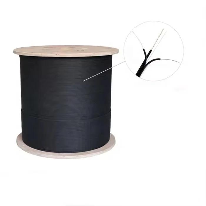 Optic Fibre Cable 1 2 4 6 8 Cores G657A LSZH FRP strength member  Indoor Outdoor Fiber Optic Drop Cable With Steel Wire