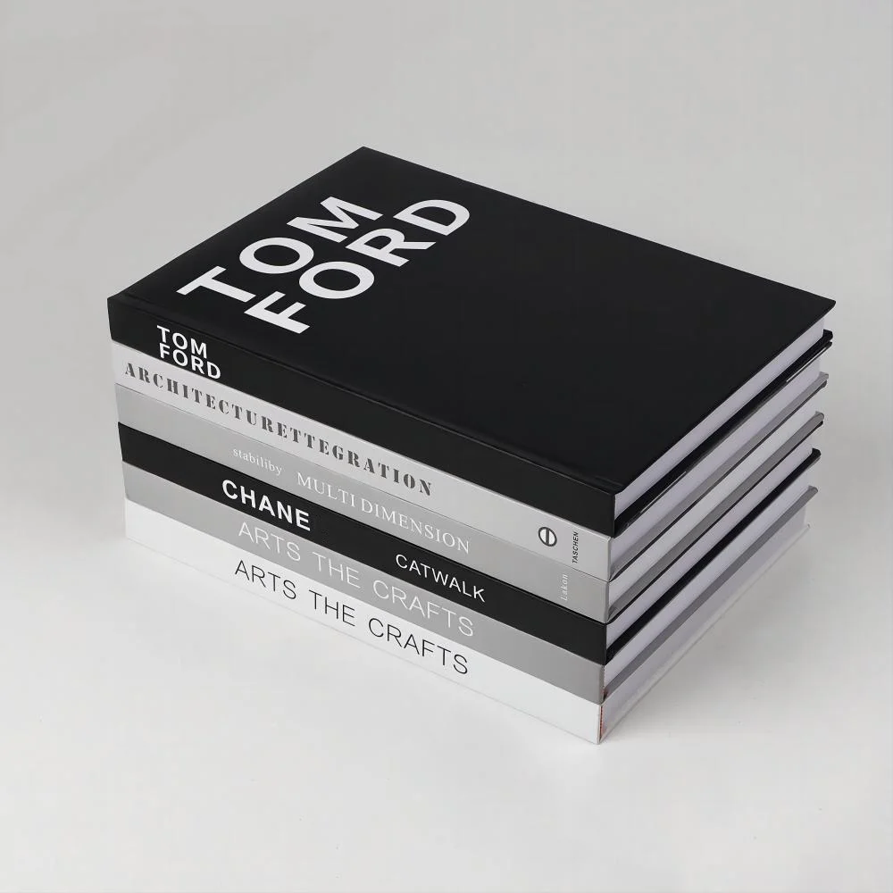 Hard shell large black and white gray matching simulation books can be read model room display decoration fake books