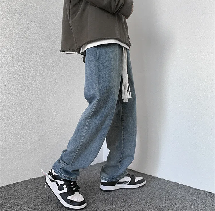 Straight Leg Baggy Jeans for Men Classic Simple Retro Comfort Casual Fashion Streetwear Man Wide Leg Denim Jeans